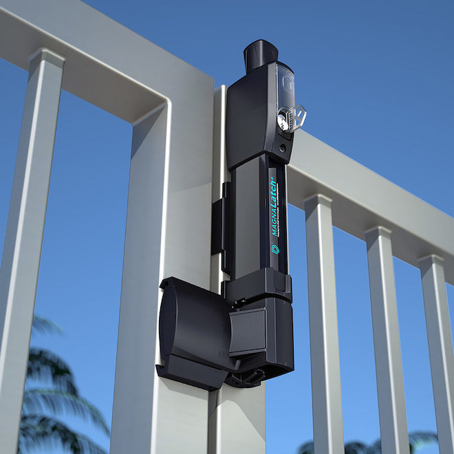 ONWARD Child and Pet Security Gate Latch 4.43-in with 2 Keys - Steel and Black Polymere