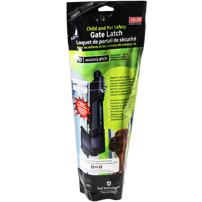 ONWARD Child and Pet Security Gate Latch 4.43-in with 2 Keys - Steel and Black Polymere