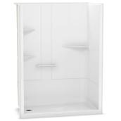MAAX Camelia White Acrylic 2-Piece Shower with Grab Bar and Lefthand Drain - 60 x 34 x 79-in