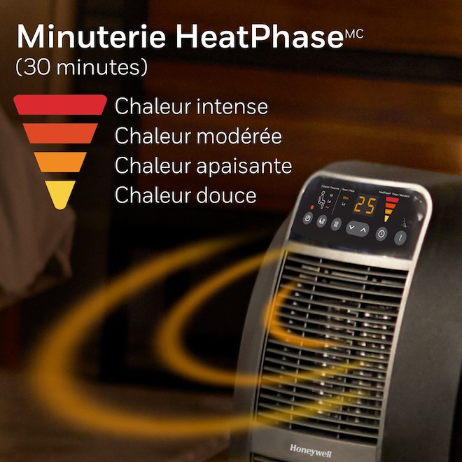 Radiateur HeatGenius(MC), Honeywell céramique 1500W noir 17,15 po