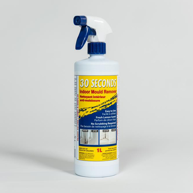30 Seconds Indoor Mould Remover Spray Bottle - Lemon Scent - Phosphate-Free - No Scrubbing Required - 1-L