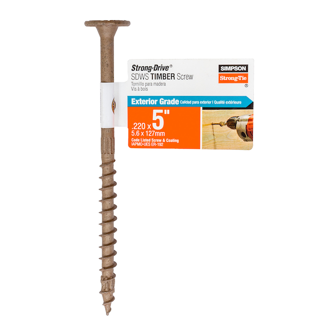 Simpson Strong-Tie 0.22 x 5-in Steel Tan 6-Lobe Structural Screw - 1/Pack