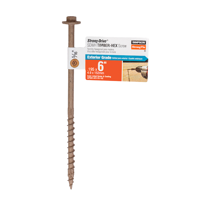 Simpson Strong-Tie 0.22 x 6-in Tan Steel 6-Lobe Structural Screw - 1/Pack