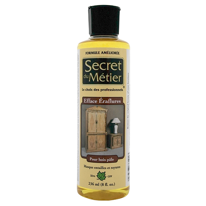 Efface-éraflures pour bois pâle Secret du Métier, à base d'huile de noix de coco, sans COV, 236 ml