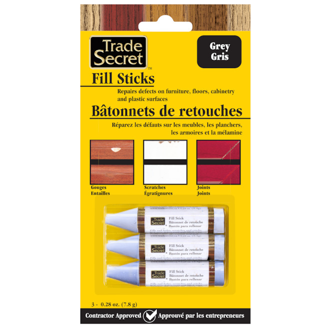 Bâtonnets de retouche professionnel Secret du Métier 7,8 g pour le bois gris, 3/pqt