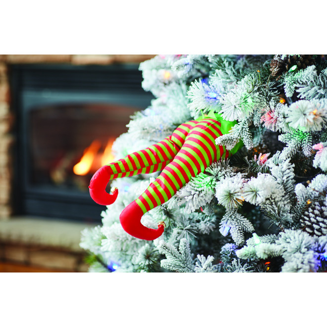 Jambes de Lutin animées, Mr.Christmas, Coup de pied, ABS, 16 po, multicolore