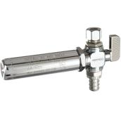 Dahl Supply Straight Stop Valve with Hammer Arrester - 1/2 Crimpex - 3/8 OD Compression - Chrome-Plated - Brass
