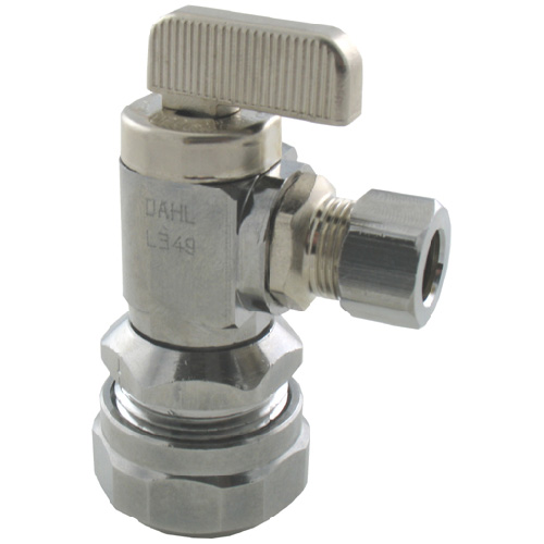 Dahl Angle Supply Stop Valve - Lead Free Brass - Plated Handle - 1/2-in Dia Inlet x 3/8-in Dia Outlet
