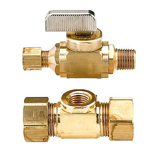 Ice Maker Water Line Brass Compression Tube Fitting, 1/4” OD x 1/4” OD (2)