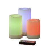 Set of 3 LED Candles - Plastic - White