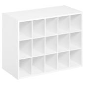 ClosetMaid Stackable 15-Cube Organizer - Laminated Wood - White - 19 3/8-in H x 24 1/8-in W x 11 5/8-in D