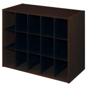 ClosetMaid Cube Organizer - Stackable - Espresso - 15 Compartments - 19.37-in H x 24.13-in W x 11.61-in D