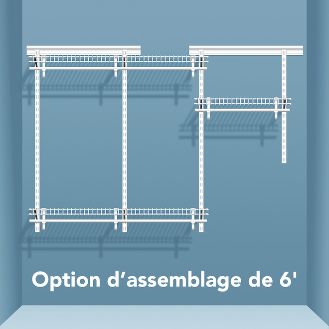 Système de rangement ShelfTrack de ClosetMaid en acier enduit de vinyle blanc, 72 po x 85 1/2 po x 12 po