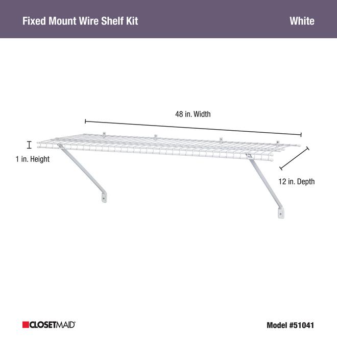 ClosetMaid Wire Shelf Kit - 1-in x 12-in x 48-in - White