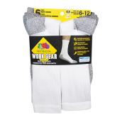 Men's Work Socks - Cotton - 6-12 - White - 6/Pk