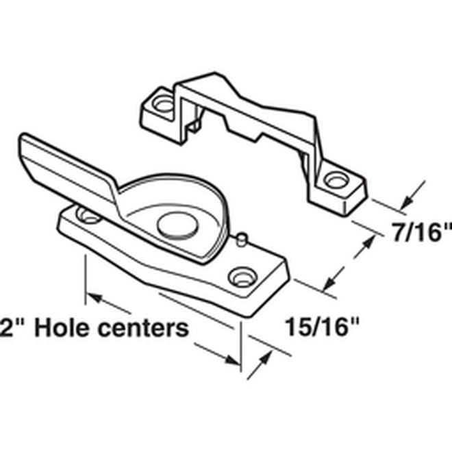 Prime-Line White Finish Vertical Hung Wood Window Heavy Duty Cam Action Latch W/keeper