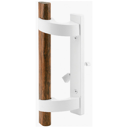 Prime Line Mortise Style Handle Set, White Sliding Door Outside Pull With Key