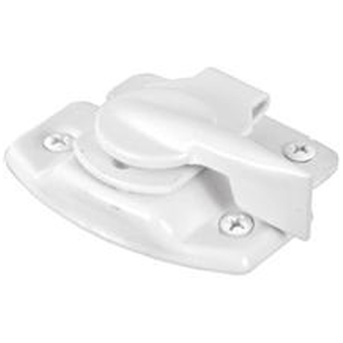 Prime-Line Sash Window Latch with Keeper - Cam Type Lock - Steel - White - 2 1/4-in W