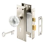 Serrure de porte intérieure fini nickel et poignées en verre