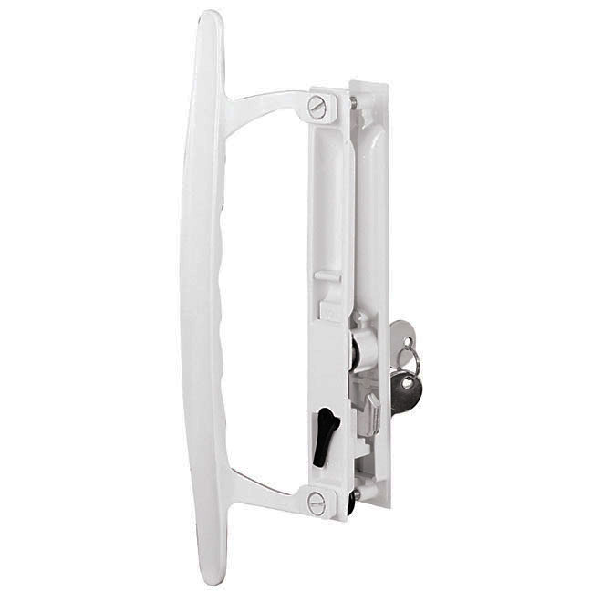 Prime-Line Patio Flush Door with Handle and Keeper - Keyed Lock - Diecast Steel - White