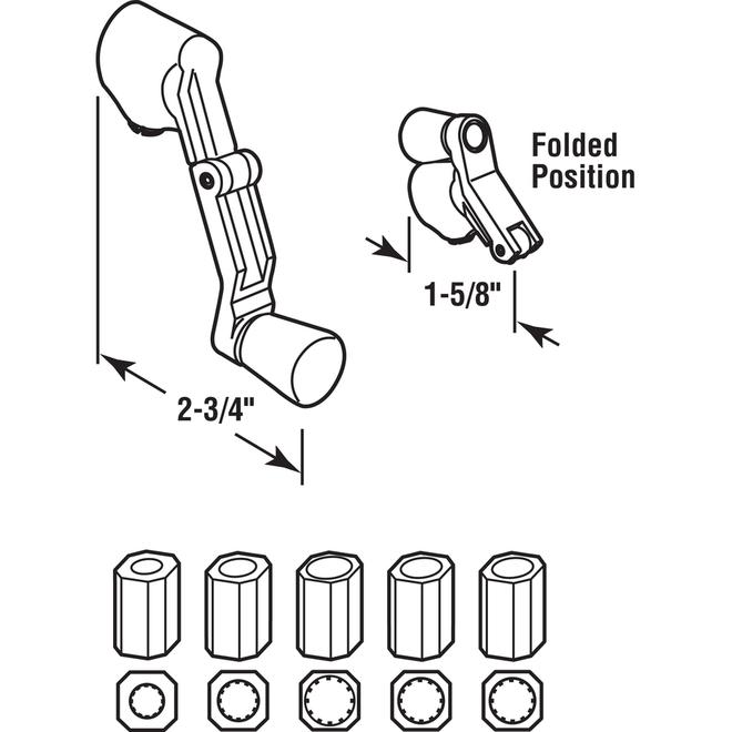 Prime-Line White Universal Spline Folding Casement Crank Handle