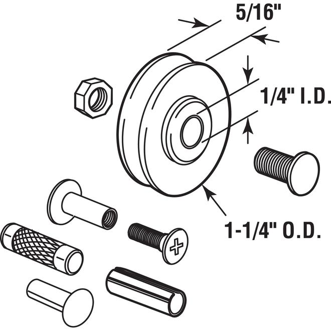 Prime-Line 1 1/4-in Steel Sliding Patio Door Rollers 2/pk