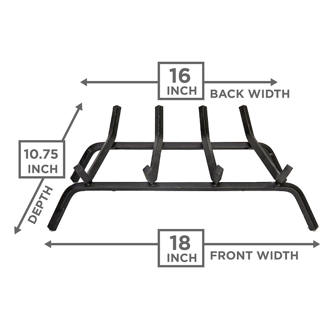 LANDON&CO  4-Bar Fireplace Grate - 18' - Steel