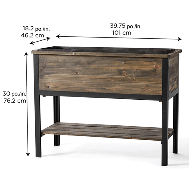 Support à jardinière Panacea en bois et en métal de 39,75 po x 30 po x 18,2 po