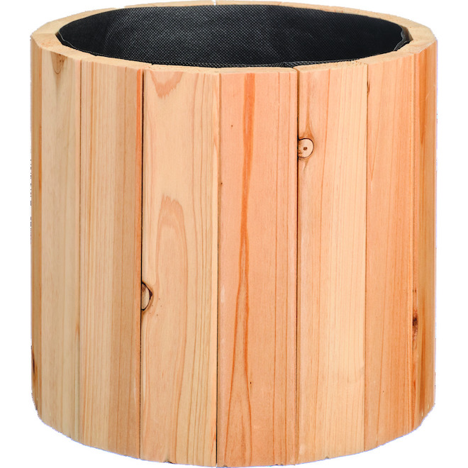 Panacea 10.75-in Natural Wood Round Planter