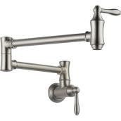 Delta Wall-Mount Traditional 2-Handle Pot Filler Kitchen Faucet - Stainless Steel