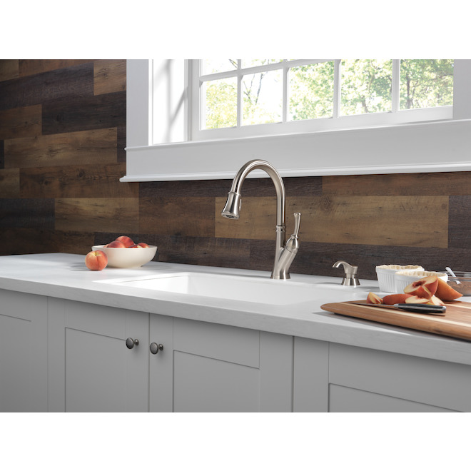 Delta Stainless Savile Pull-Down Kitchen Faucet with Soap Dispenser