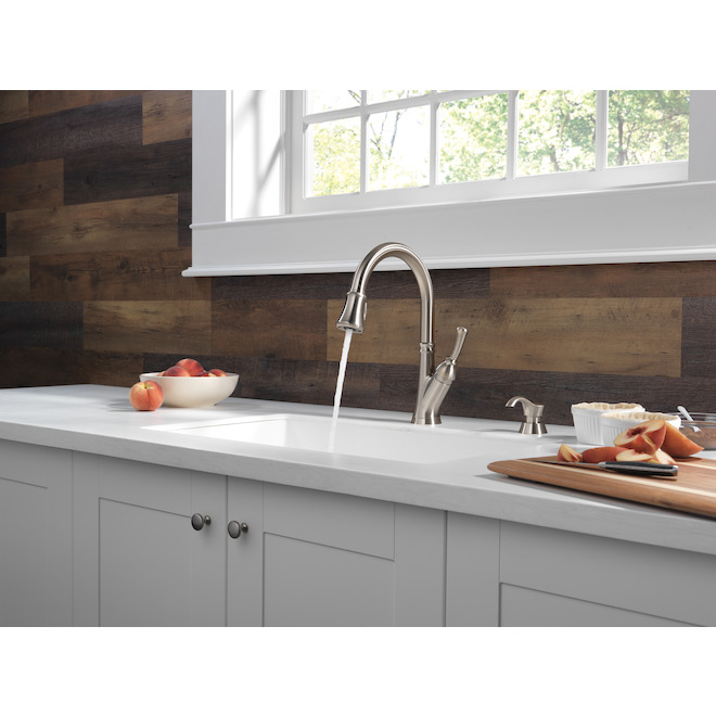 Delta Stainless Savile Pull-Down Kitchen Faucet with Soap Dispenser
