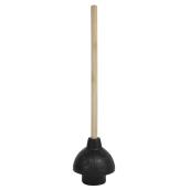 Cobra 5-In Rubber Plunger with Wooden Handle - Black