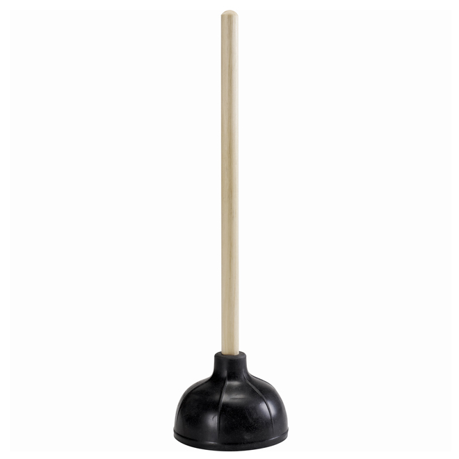 Cobra 5-In Rubber Plunger with Wooden Handle - Black