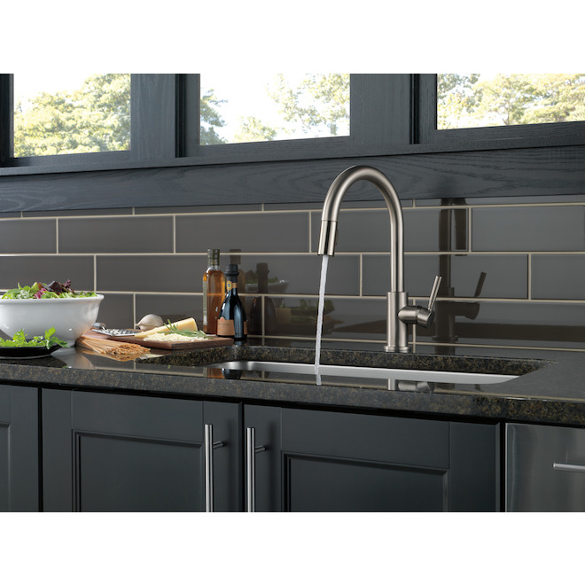 Delta Trask Stainless Steel 1 Handle Pull Down Kitchen Faucet with Soap Dispenser