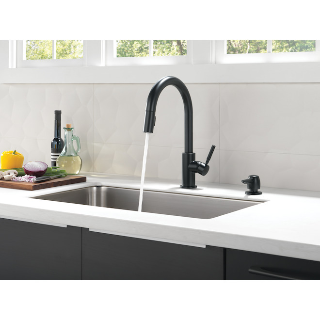 Delta Trask Matte Black 1-Handle Pull-Down Kitchen Faucet with Soap Dispenser