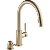 Delta Trask Single Handle Pull-Down Champagne Bronze Kitchen Faucet with Soap Dispenser
