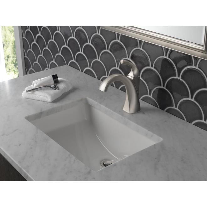 Delta Downing Single Handle 4-in Centerset Nickel Bathroom Faucet