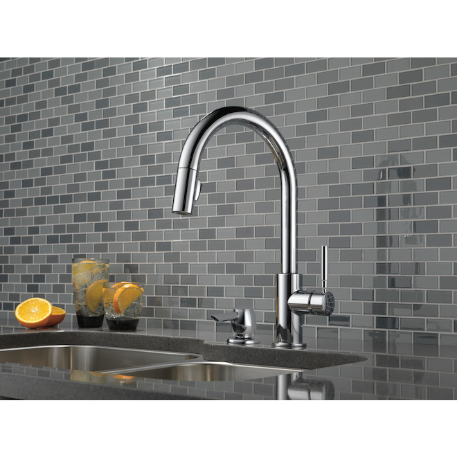 DeltaTrask Single Handle Pull Down Kitchen Faucet and Soap