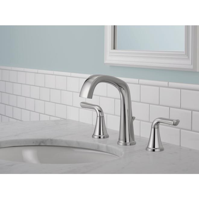 Robinet de baignoire évasé 2 manettes en chrome brillant Larkin de Delta, bonde d'évacuation incluse