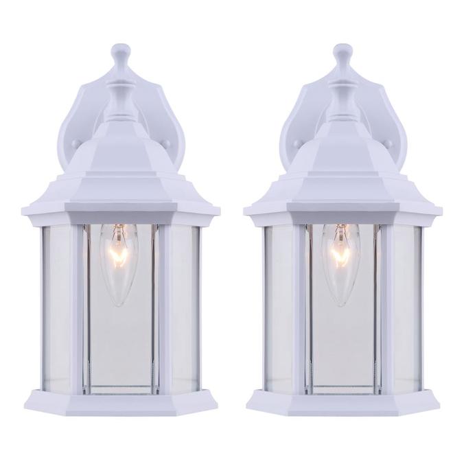 Canarm Foster Outdoor Wall Lantern - White Metal - 2-Pack