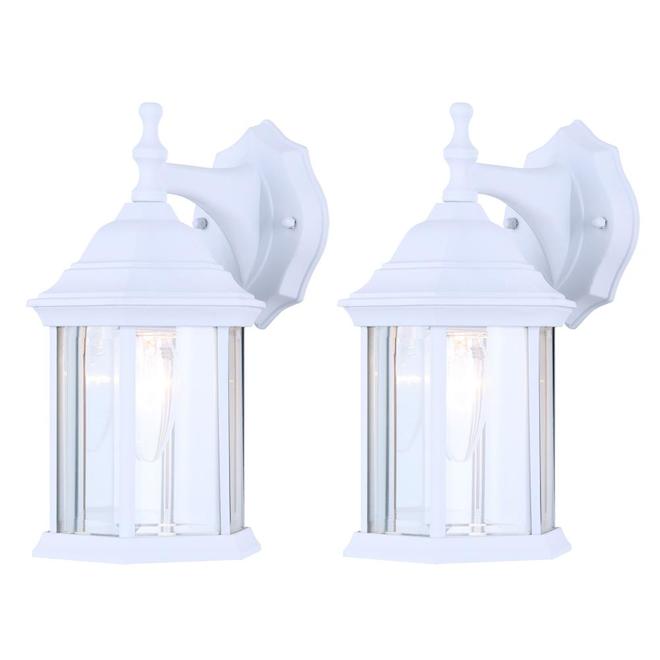 Canarm Foster Outdoor Wall Lantern - White Metal - 2-Pack