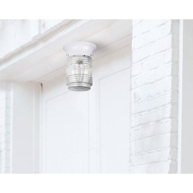 Canarm Outdoor Flush Mount Jam Jar Light White 60W