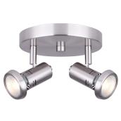 Canarm Rene Flush-Mount Wall Spotlight-Style Lamp for Bedrooms - 2 Pivoting Heads - Brushed Nickel Finish - Dimmable