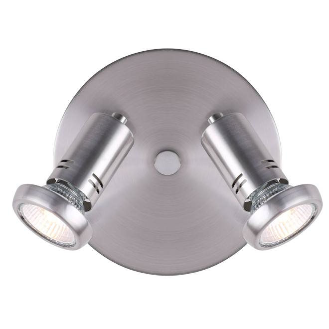 Canarm Rene Flush-Mount Wall Spotlight-Style Lamp for Bedrooms - 2 Pivoting Heads - Brushed Nickel Finish - Dimmable