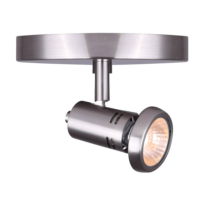 Canarm Rene Flush-Mount Wall Spotlight-Style Lamp for Bedrooms - 2 Pivoting Heads - Brushed Nickel Finish - Dimmable