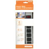 6-Outlet Power Bar - 3' - Grey