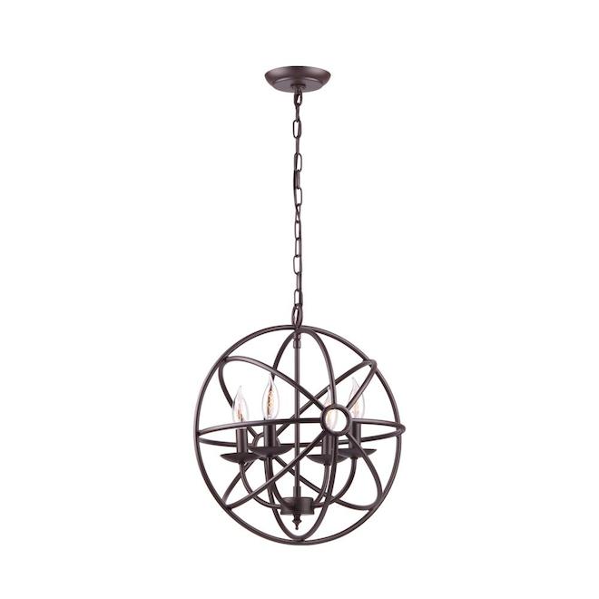 Globe 4-Light Sphere Chandelier - 15" - Dark Bronze