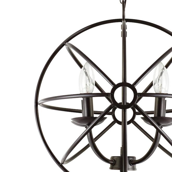 Globe 4-Light Sphere Chandelier - 15" - Dark Bronze