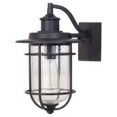 Wall Mount Outdoor Lantern - Seeded Glass - Black